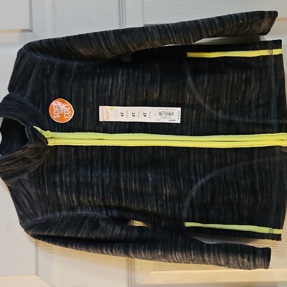 JUMPING BEANS FLEECE FULL ZIP JACKET: MARLED BLACK: NEW WITH TAGS: SIZE 4T